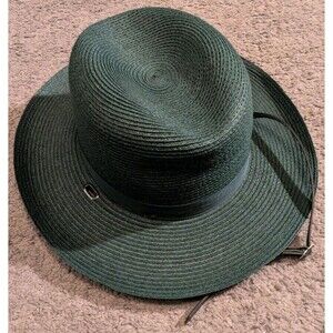 The Lawman Genuine Milan Green Straw Trooper Officer Hat Made in USA Size 7 5/8